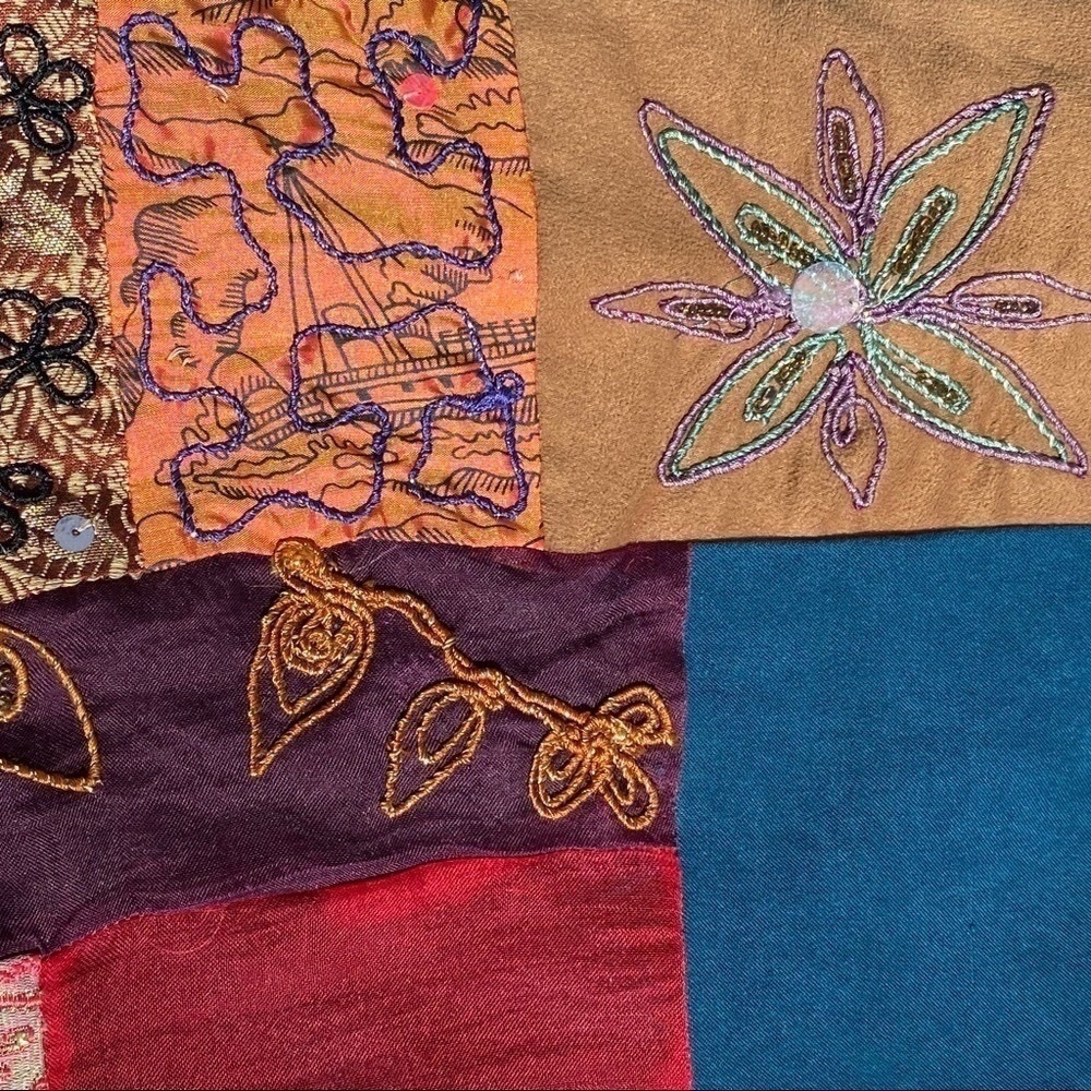 Vintage Alex Kim Wearable Art Patchwork Colorblock Sequined Jacket Petite Large - Picture 9 of 12